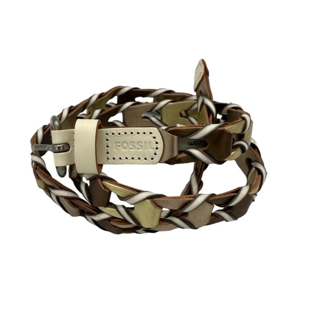 Fossil, Open Lace Weave Multi Metallic Leather Be… - image 1